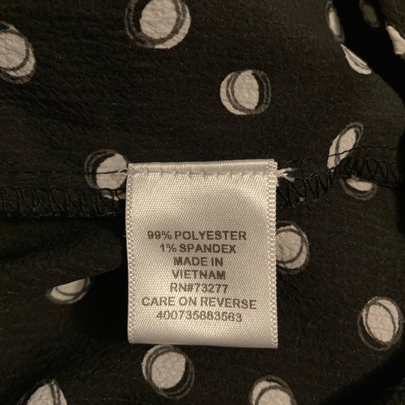 ELLE • Black and White Polka Dot Dress Shirt Size Large Business Casual - Picture 4 of 4